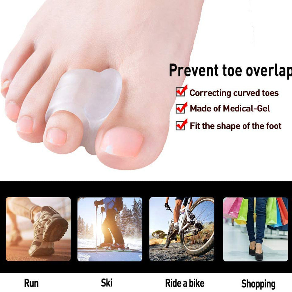 Premium Silicone Toe Separator - 2PCS Gel Bunion Corrector & Orthopedic Hallux Valgus Spacer for Foot Care, Pedicure, and 