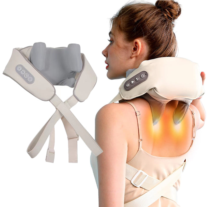 Premium Neck and Shoulder Massager with Heat | Deep Tissue Shiatsu Electric Kneading Pillow for Pain Relief | Wireless Body