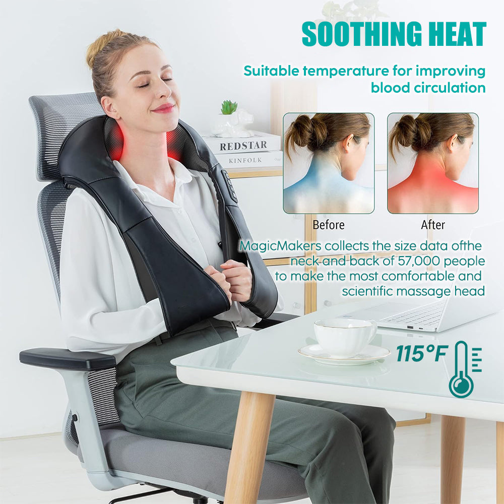 Premium Shiatsu Back, Neck & Shoulder Massager with Heating Function, 4D Deep Tissue Kneading Massage Pillow for Full Body 