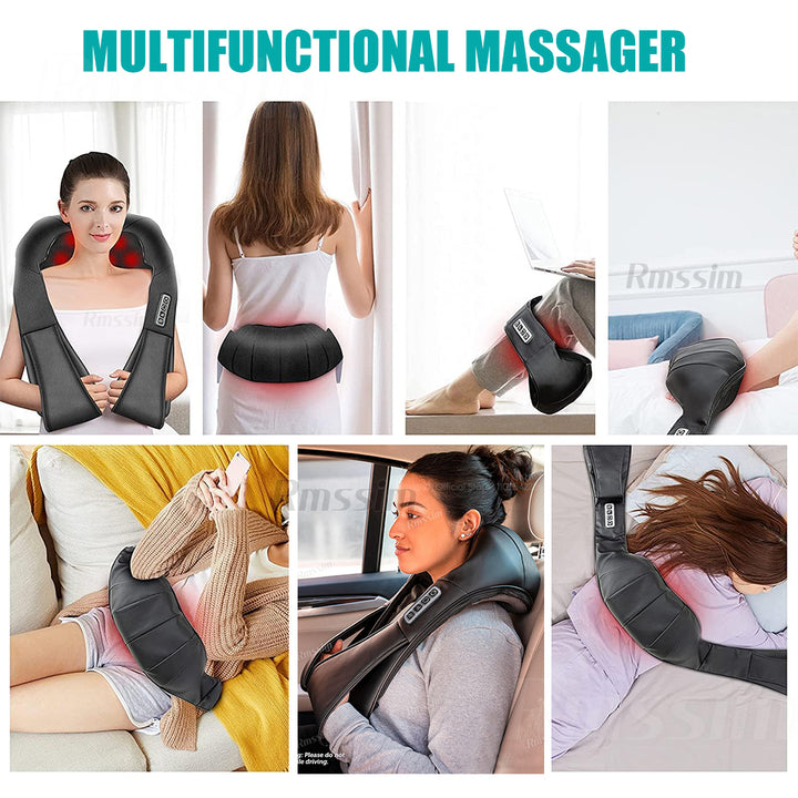 Premium Shiatsu Back, Neck & Shoulder Massager with Heating Function, 4D Deep Tissue Kneading Massage Pillow for Full Body 