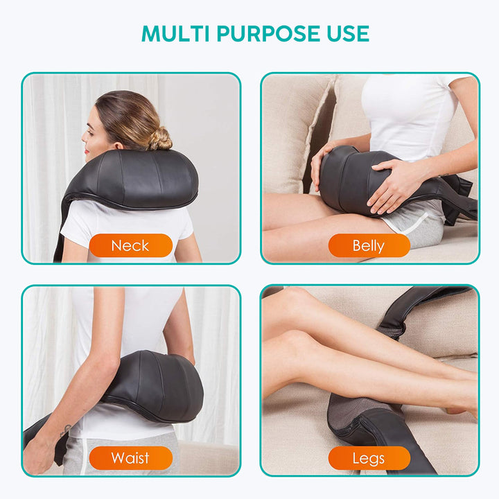 Premium Shiatsu Back, Neck & Shoulder Massager with Heating Function, 4D Deep Tissue Kneading Massage Pillow for Full Body 