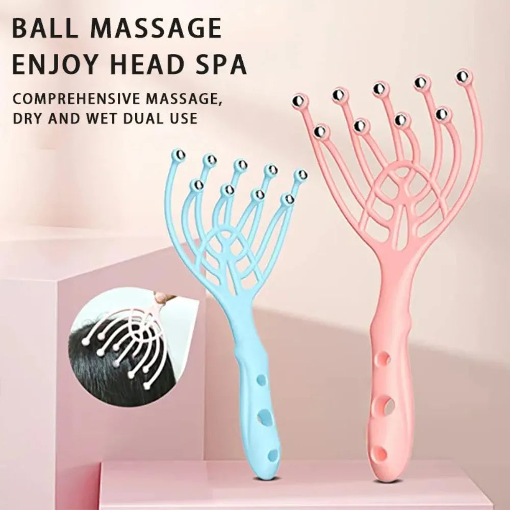 Premium Nine-Claw Head Massager - 360° Rotating Massage Beads, Handheld Steel Ball Design for Scalp & Neck Relaxation, Stress