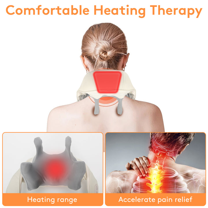 Luxury Wireless Neck and Back Massager for Cervical Relaxation and Trapezius Relief | Kneading Massage Shawl for Targeted 