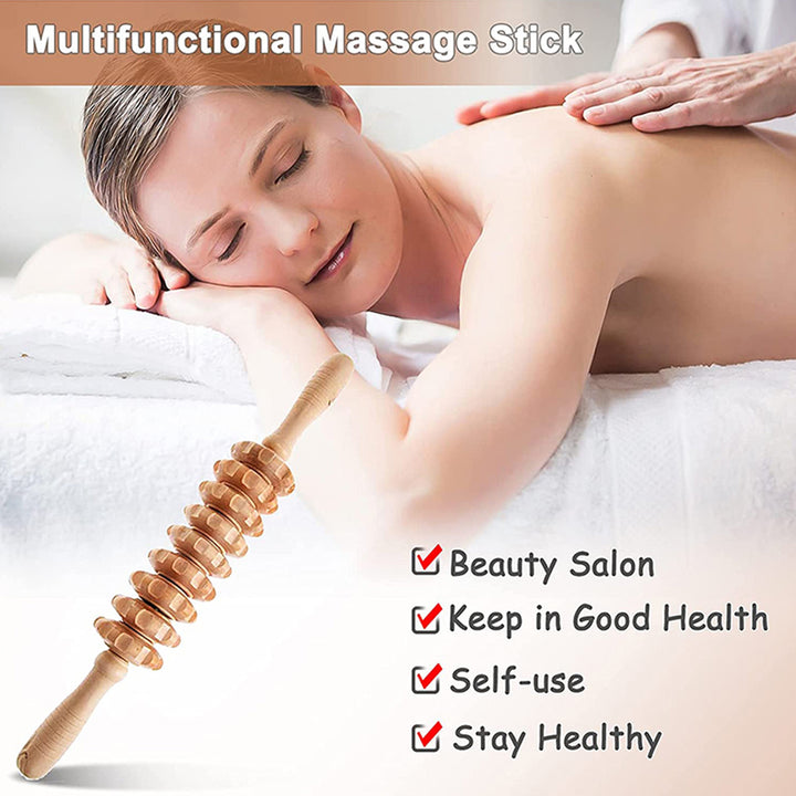 Premium 6-in-1 Wood Therapy Massage Tool Set for Lymphatic Drainage, Anti-Cellulite Fascia Massage Roller, Muscle Relaxation