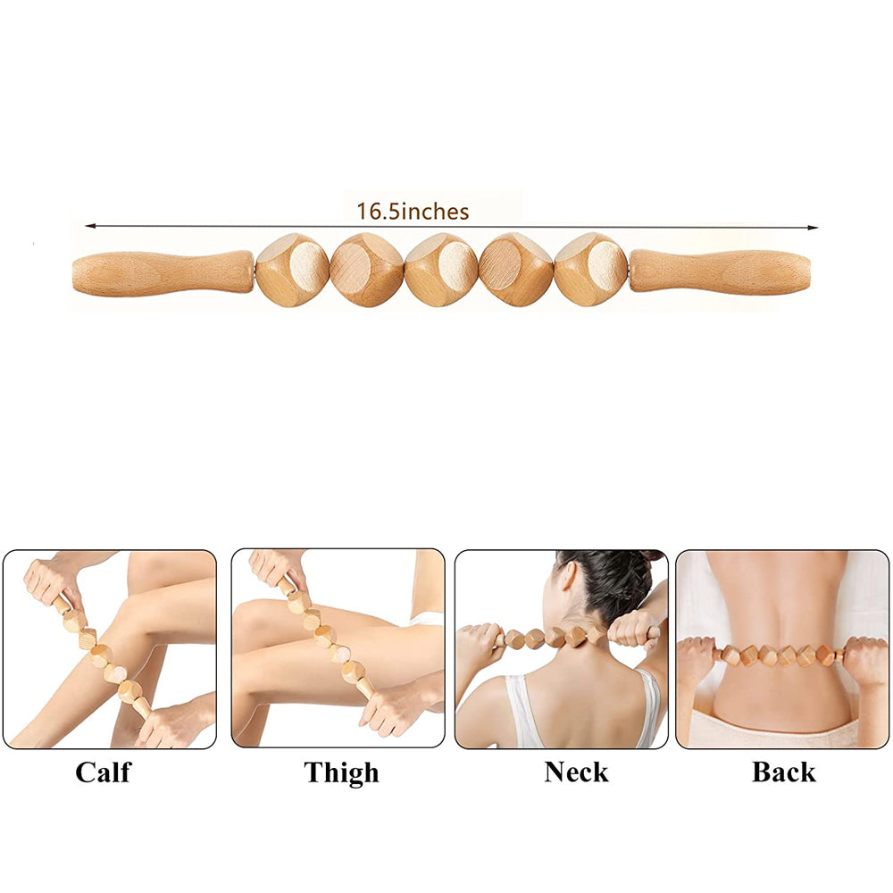 Premium 6-in-1 Wood Therapy Massage Tool Set for Lymphatic Drainage, Anti-Cellulite Fascia Massage Roller, Muscle Relaxation