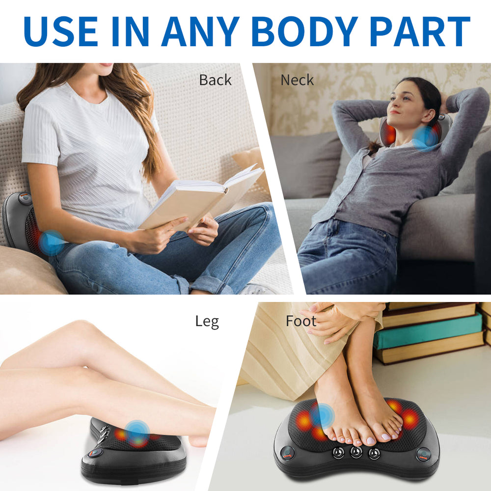 Premium Electric Shiatsu Massage Pillow for Neck, Back, and Body Pain Relief | Multifunctional Heating Massage Pillow for Car