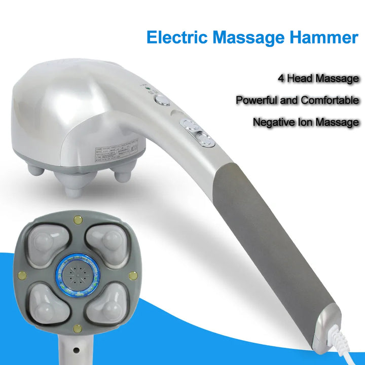 Premium Infrared Electric Handheld Massager with Heat - Full Body Percussion Massage Stick for Neck, Back, and Waist Relief, 