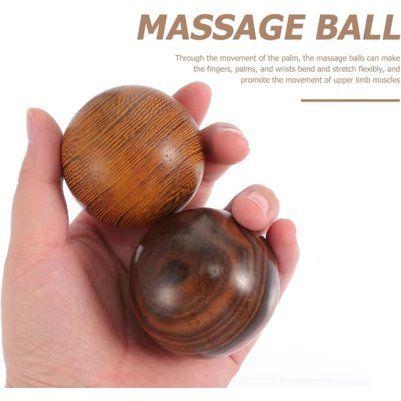 Premium Wooden Massage Balls for Hand Exercise, Stress Relief, and Finger Strength – Set of 2, Ideal for Arthritis, Carpal Tunnel, and Rehabilitation - StrengthXPhysiotherapy