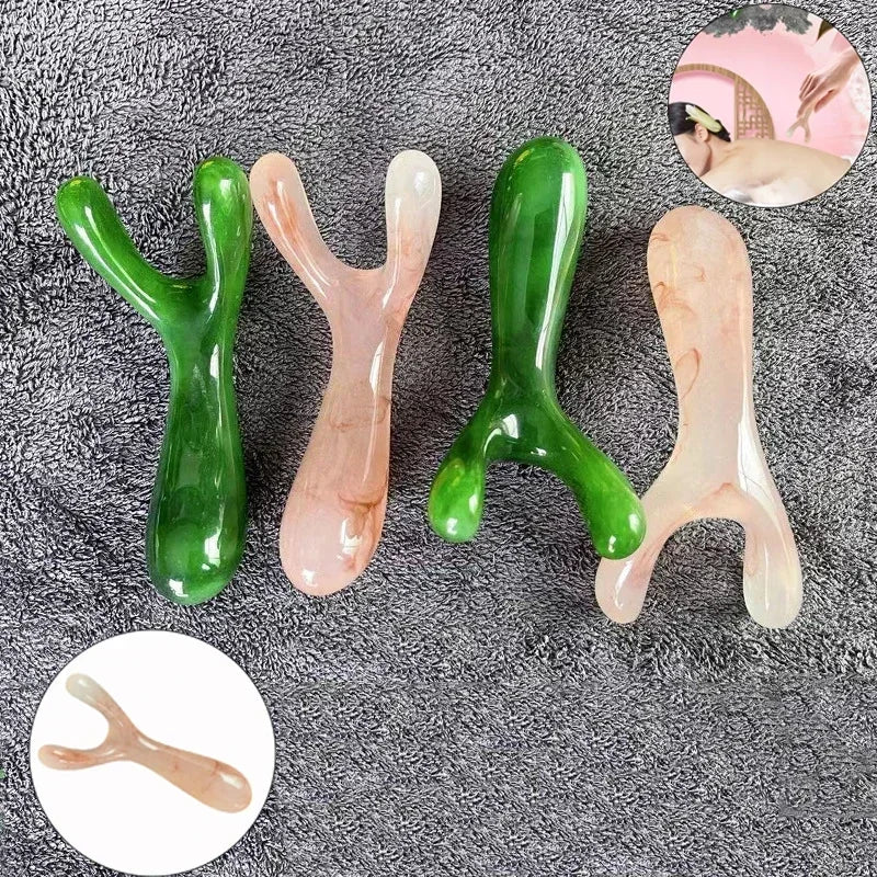 Premium Resin Face Lifting Gua Sha Tool - Y-shaped Fork Massage Plate for Facial Sculpting, Nose Massage, and Trigger Point