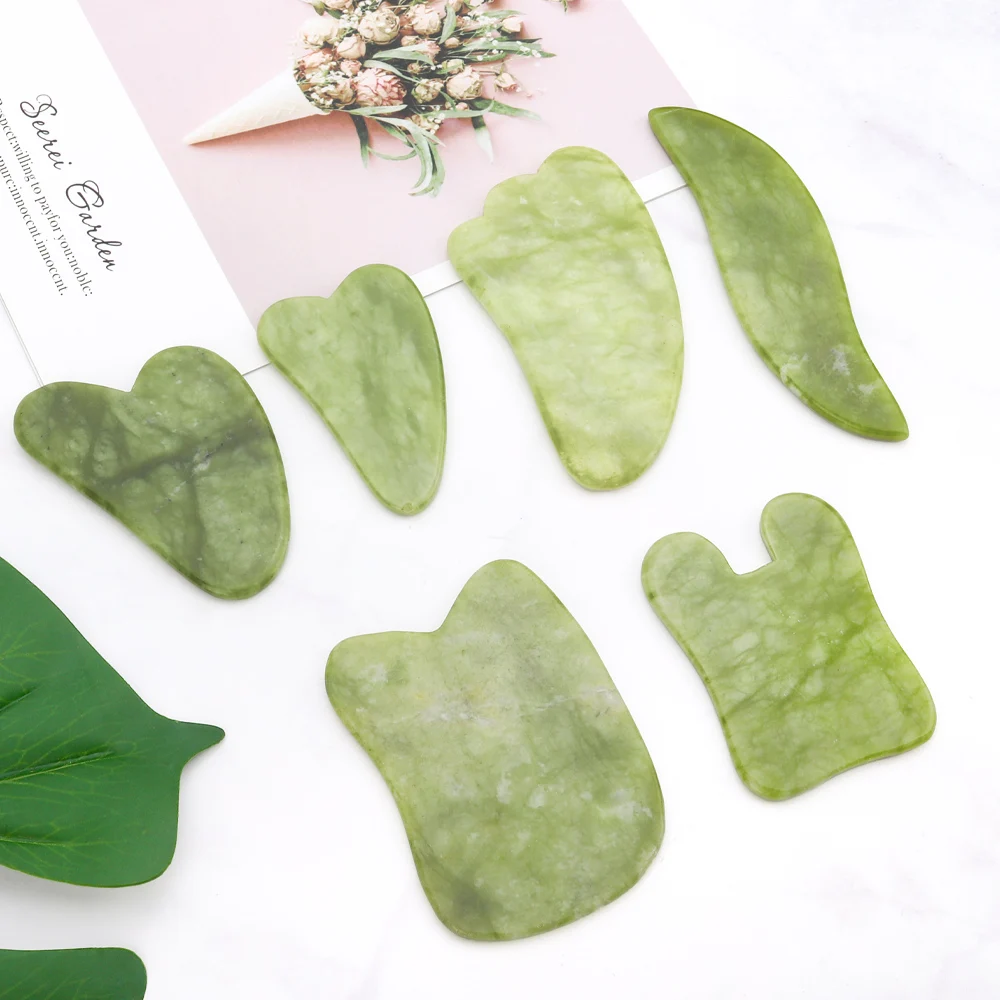 Premium Natural Jade Gua Sha Scraper Board for Face Massage, Acupoint Meridian Relaxation, Skin Lifting and Eye Care SPA Tool