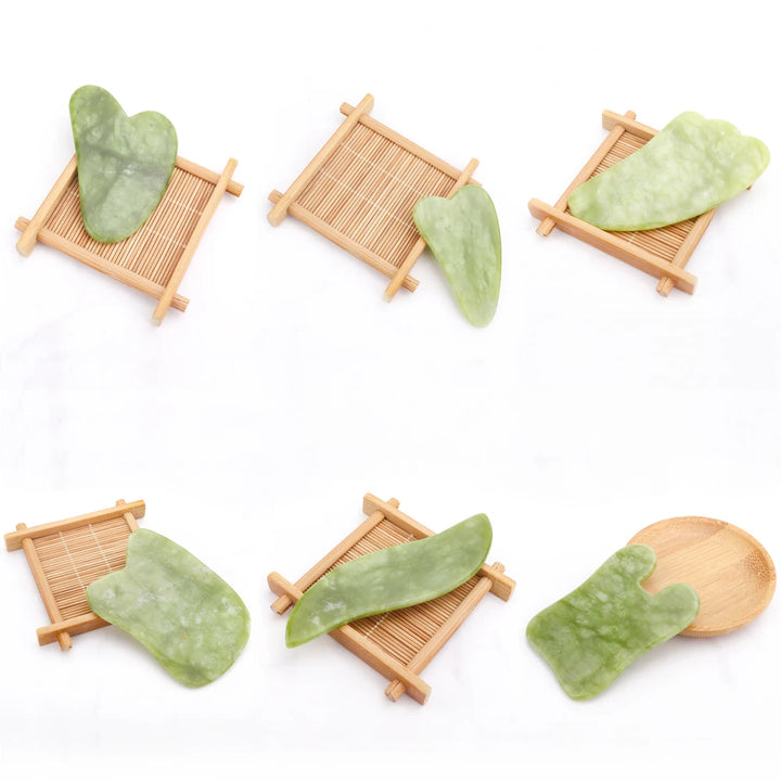 Premium Natural Jade Gua Sha Scraper Board for Face Massage, Acupoint Meridian Relaxation, Skin Lifting and Eye Care SPA Tool