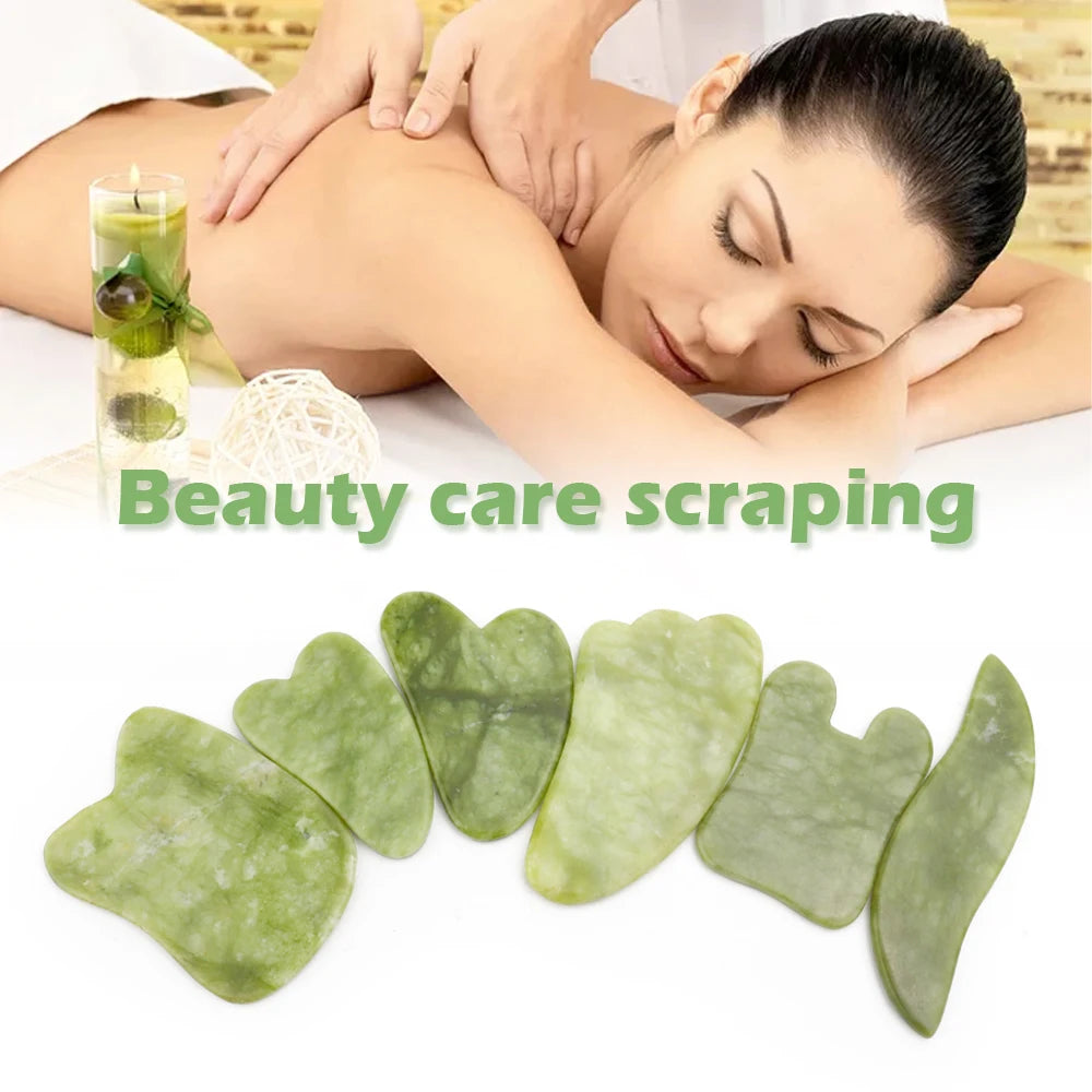 Premium Natural Jade Gua Sha Scraper Board for Face Massage, Acupoint Meridian Relaxation, Skin Lifting and Eye Care SPA Tool