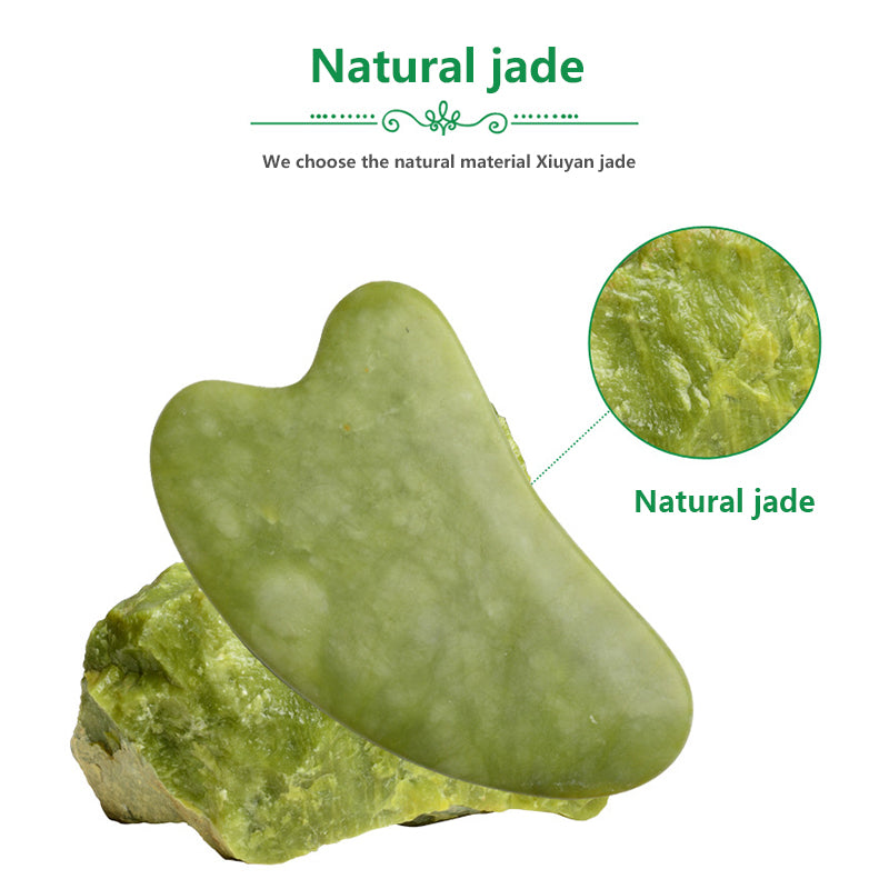 Premium Natural Jade Gua Sha Scraper Board for Face Massage, Acupoint Meridian Relaxation, Skin Lifting and Eye Care SPA Tool