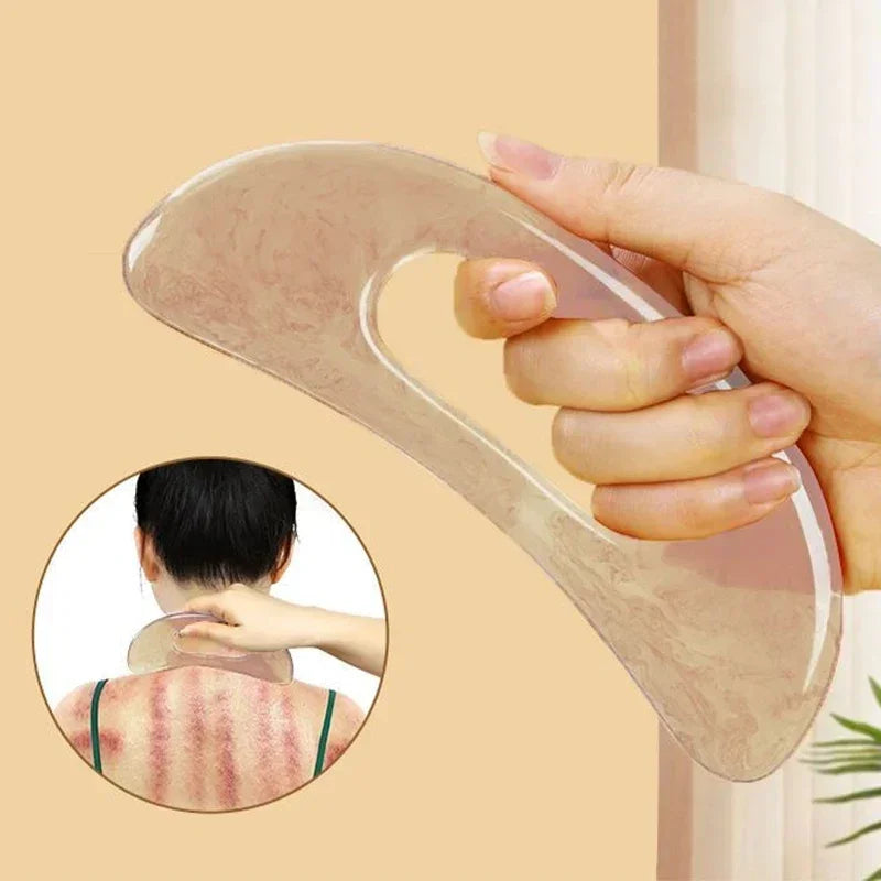 Premium Gua Sha Board Resin Massager Scraper for Face Neck Back Acupuncture Therapy - Yellow Green Beige - Massage Tool for 