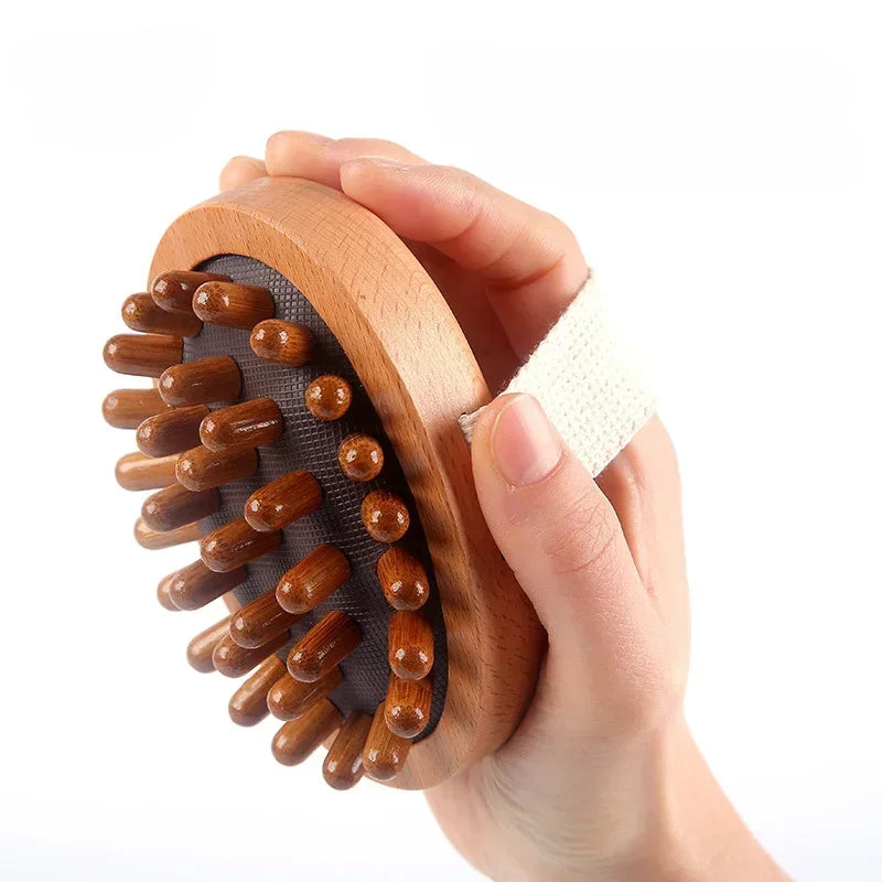 Premium Anti-Cellulite Wooden Massage Brush for Body and Scalp – Soothing Air Cushion Design, Essential Oil Spa Treatment, 