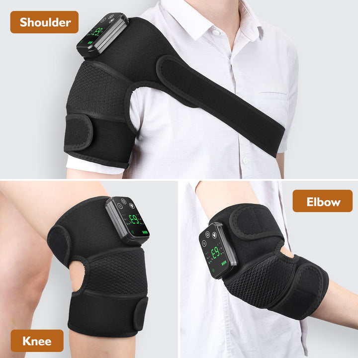 Premium USB Electric Heating Kneepads & Shoulder Massager | 3-in-1 Adjustable Heated Brace with Three Heat Levels & Vibration