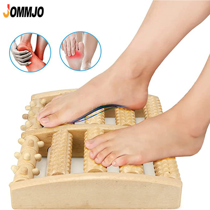 Premium Wooden Foot Massager Roller for Stress Relief & Plantar Fasciitis Pain Relief, Portable Acupressure Dual Massage 