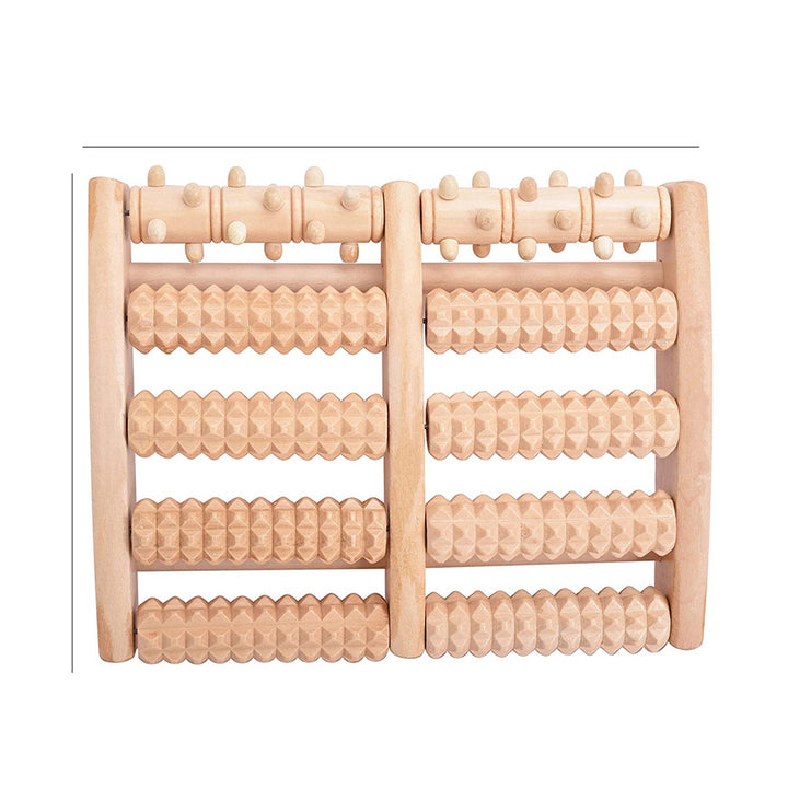 Premium Wooden Foot Massager Roller for Stress Relief & Plantar Fasciitis Pain Relief, Portable Acupressure Dual Massage 