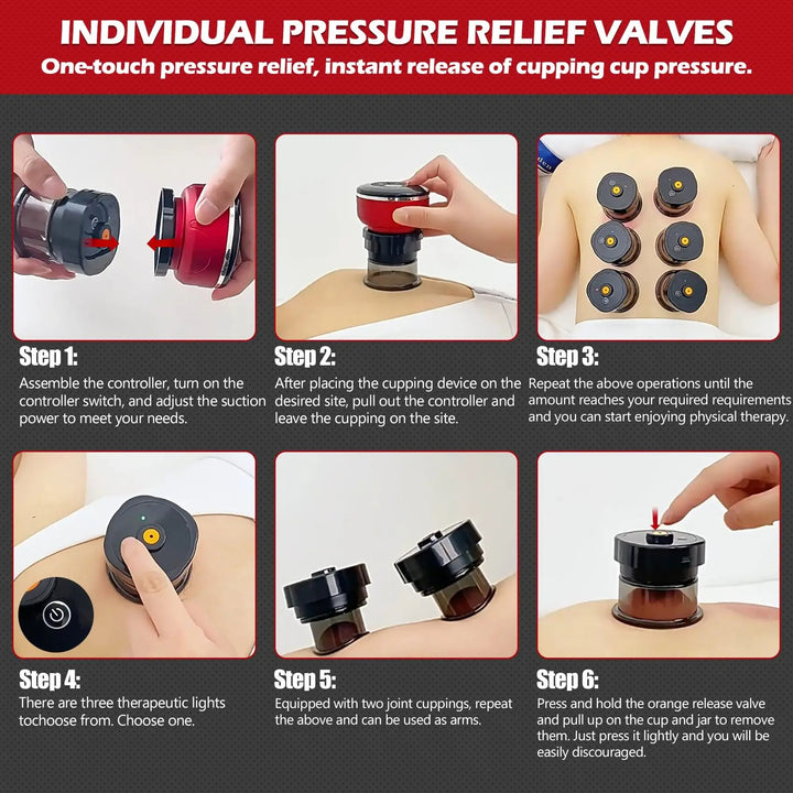 Premium 8-Cup Electric Cupping Massager – Gua Sha, Vacuum Suction, EMS, Anti-Cellulite Therapy