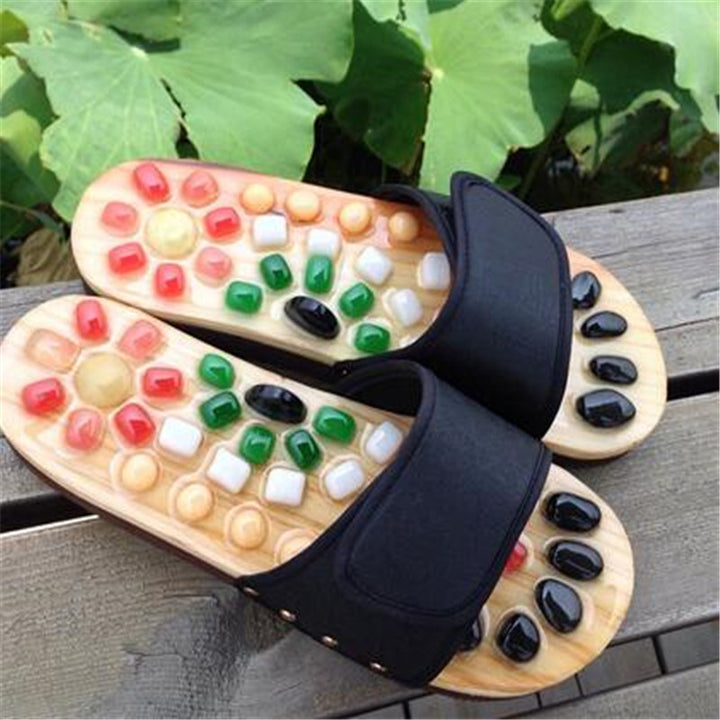 Premium Acupressure Massage Slippers – Natural Stone Foot Massage Shoes for Reflexology – Stimulate Pressure Points, Boost 