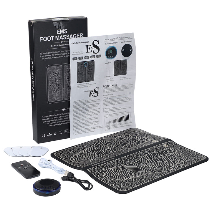 Premium Electric EMS Foot Massager Pad with Remote Control - Acupoint Stimulation, Pain Relief, Muscle Relaxation, 8 Modes,