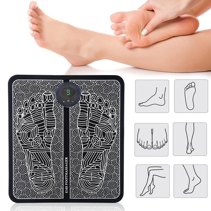 Premium Electric EMS Foot Massager Pad with Remote Control - Acupoint Stimulation, Pain Relief, Muscle Relaxation, 8 Modes,