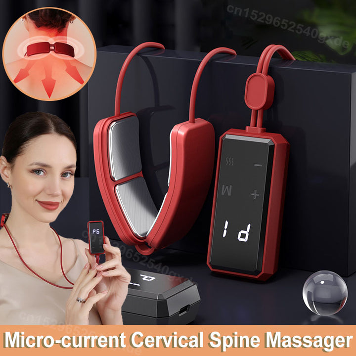 Premium Electric Neck Massager with Smart TENS+EMS Pulse, 6 Modes & 19 Intensity Levels, Lightweight Cervical Spine Relief