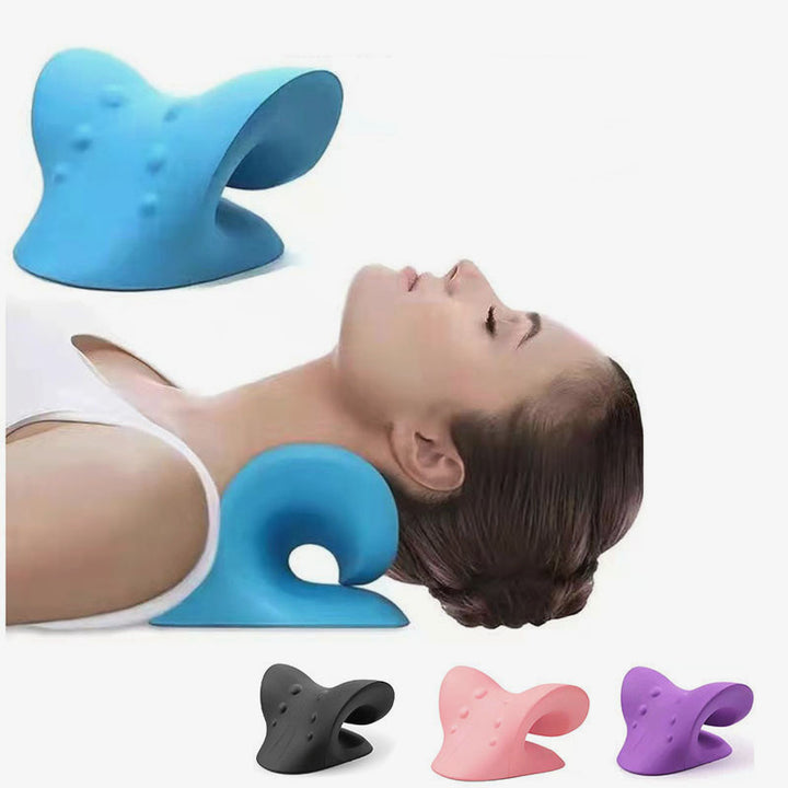 Premium Neck and Shoulder Stretcher Relaxer - Cervical Chiropractic Traction Device, Ergonomic Massage Pillow for Pain 