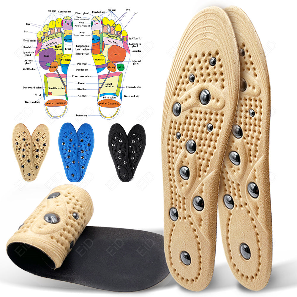 Premium Magnetic Therapy Insoles for Foot Acupressure - Soft Sports Cushion Inserts, Sweat-Absorbing & Deodorant, Unisex 
