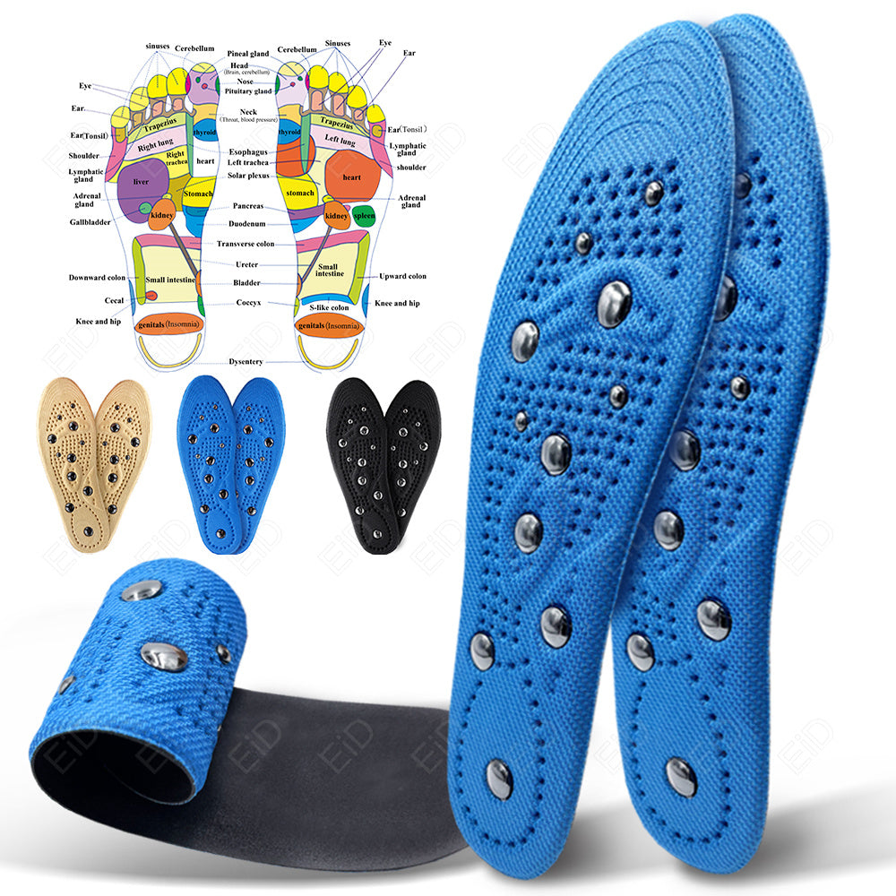 Premium Magnetic Therapy Insoles for Foot Acupressure - Soft Sports Cushion Inserts, Sweat-Absorbing & Deodorant, Unisex 