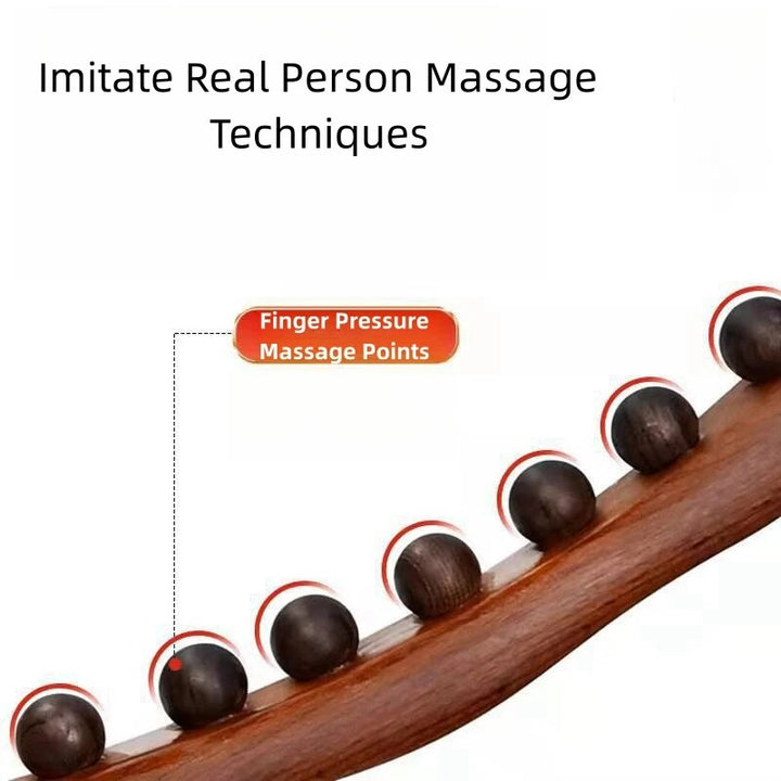 Premium Beech Wood Massage Stick with 20 Beads for Acupressure & Scraping Therapy – Relaxing Back, Neck & Body Treatment 