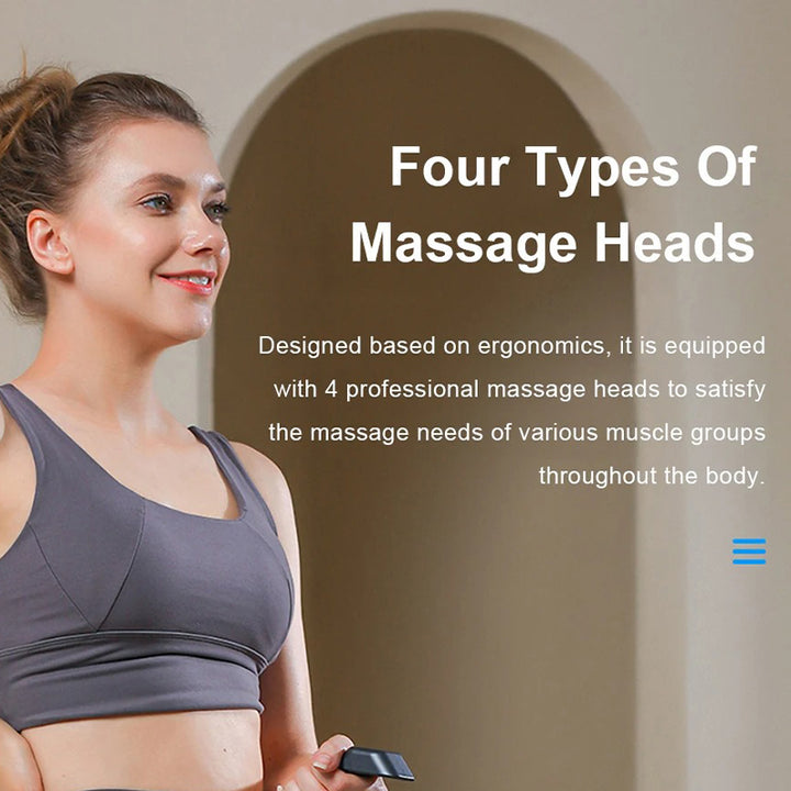 High-Quality Long-Handle Deep Tissue Massage Gun with 12-Speed Digital Display, Multifunctional Percussion Body Massager for Muscle Relaxation - StrengthXPhysiotherapy