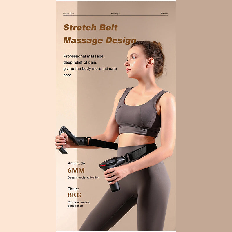 High-Quality Long-Handle Deep Tissue Massage Gun with 12-Speed Digital Display, Multifunctional Percussion Body Massager for Muscle Relaxation - StrengthXPhysiotherapy