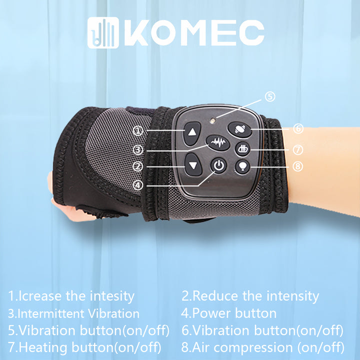 Premium Electric Hand Massager - 3-in-1 Multi-Function Vibration Wristband with Air Compression, Heat, and Kneading for 