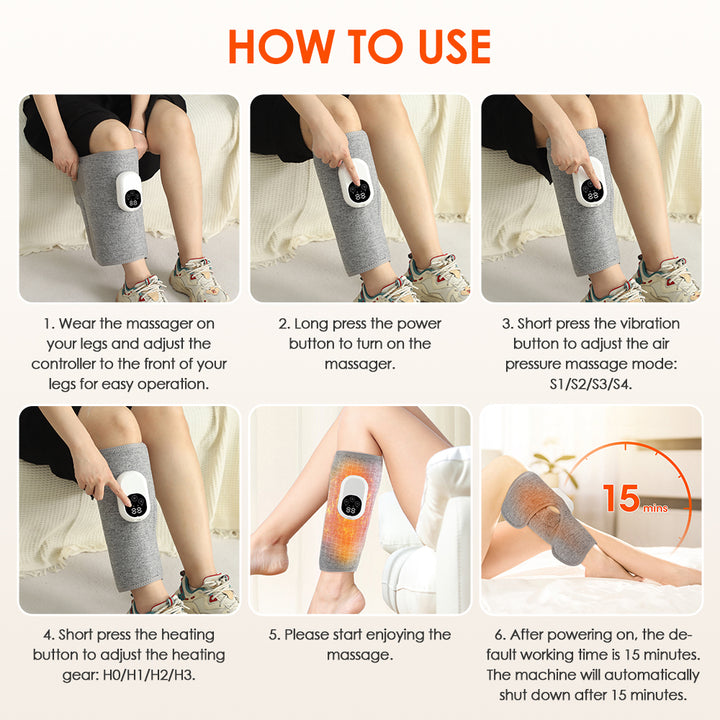 Premium Electric Leg Massager - Wireless, Rechargeable Air Compression Calf Massage for Muscle Relief & Relaxation | Health 