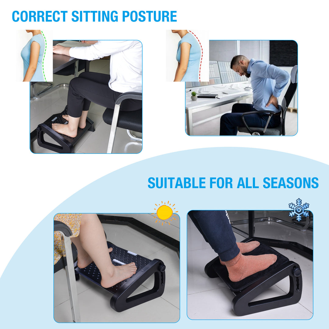 Premium Ergonomic Under Desk Footrest with Massage Surface, 6-Height Adjustable Foot Stool, Non-Slip Design for Office &  