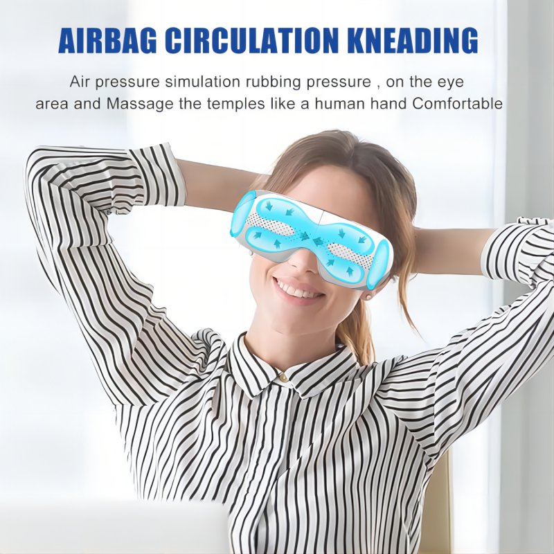 Premium Visible Eye Massager with Heat – Bluetooth Music, Air Pressure, Relaxation for Migraines, Reduce Eye Strain, Dark 