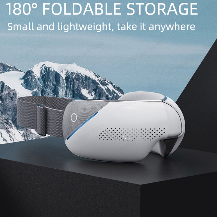 Premium Visible Eye Massager with Heat – Bluetooth Music, Air Pressure, Relaxation for Migraines, Reduce Eye Strain, Dark 