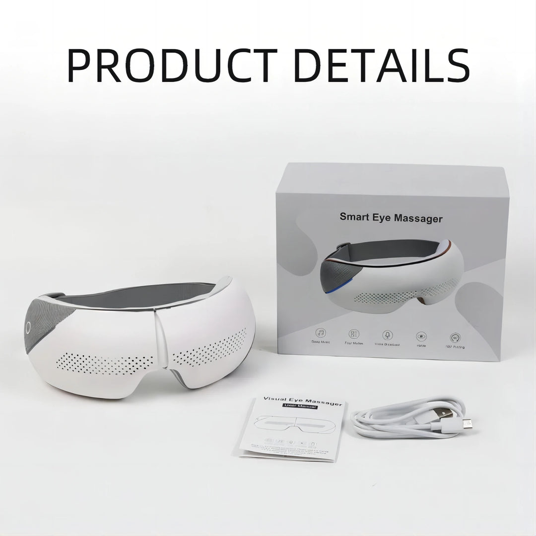 Premium Visible Eye Massager with Heat – Bluetooth Music, Air Pressure, Relaxation for Migraines, Reduce Eye Strain, Dark 