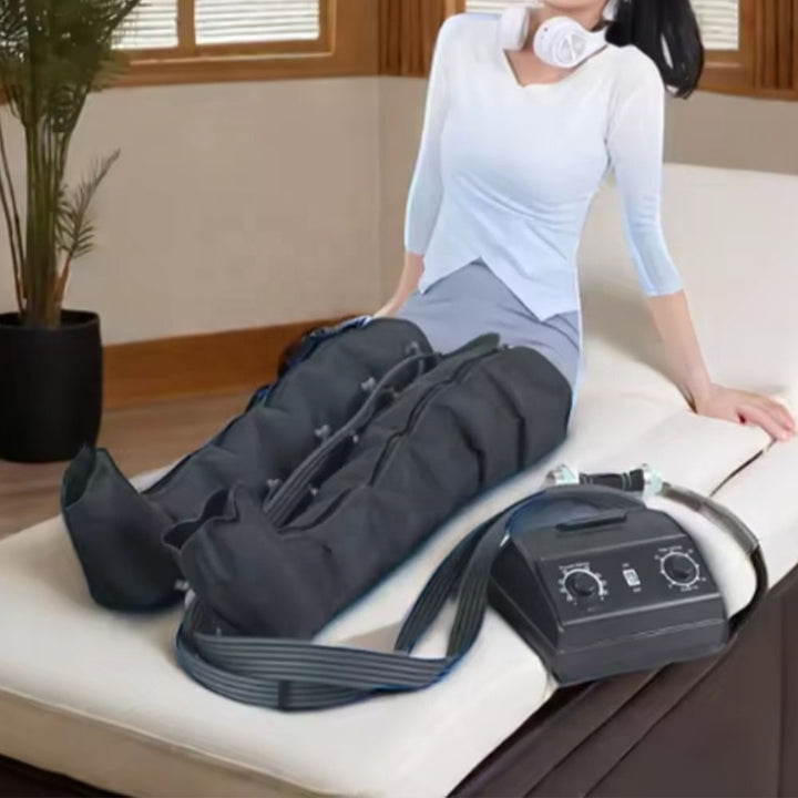 Premium Air Compression Leg Massager for Varicose Veins Relief, Blood Circulation Boost, Adjustable Cuffs, and Relaxation -
