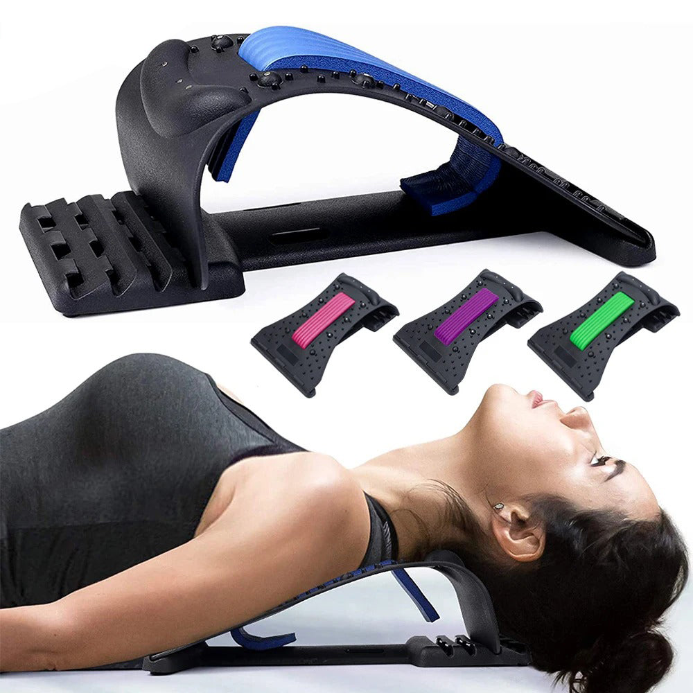High-Quality 4-Level Neck & Back Stretcher with Magnetotherapy - Adjustable Cervical Spine Support for Pain Relief, Lumbar and Upper Back Massage Tool for Home & Office - StrengthXPhysiotherapy