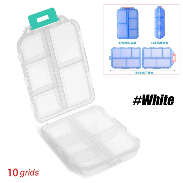 Premium Portable 10-Grid Pill Organizer – Compact Medicine Holder for Vitamins, Fish Oils, and Tablets – Moisture-Proof, Eco
