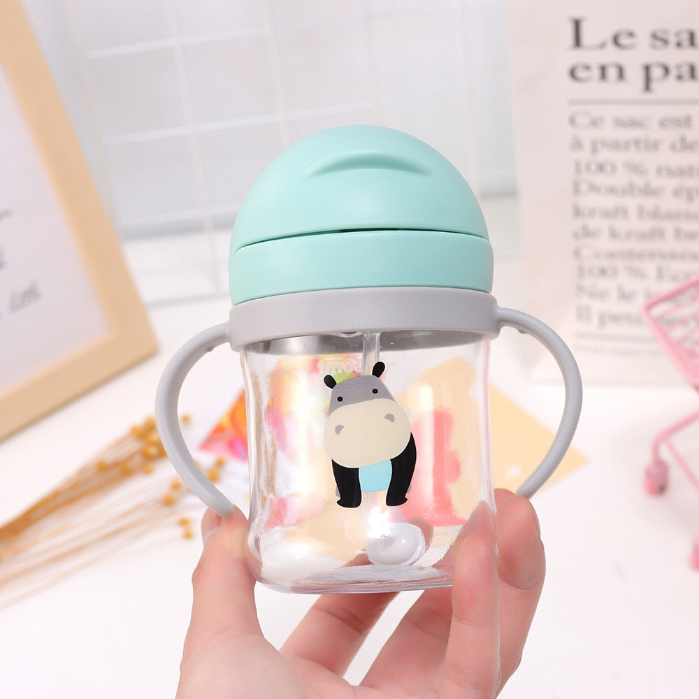 Premium 250ml Kids Water Cup – Anti-Choke, Spill-Proof, with Suction Ball & Straw, Cute Cartoon Design, Ideal for Toddlers 