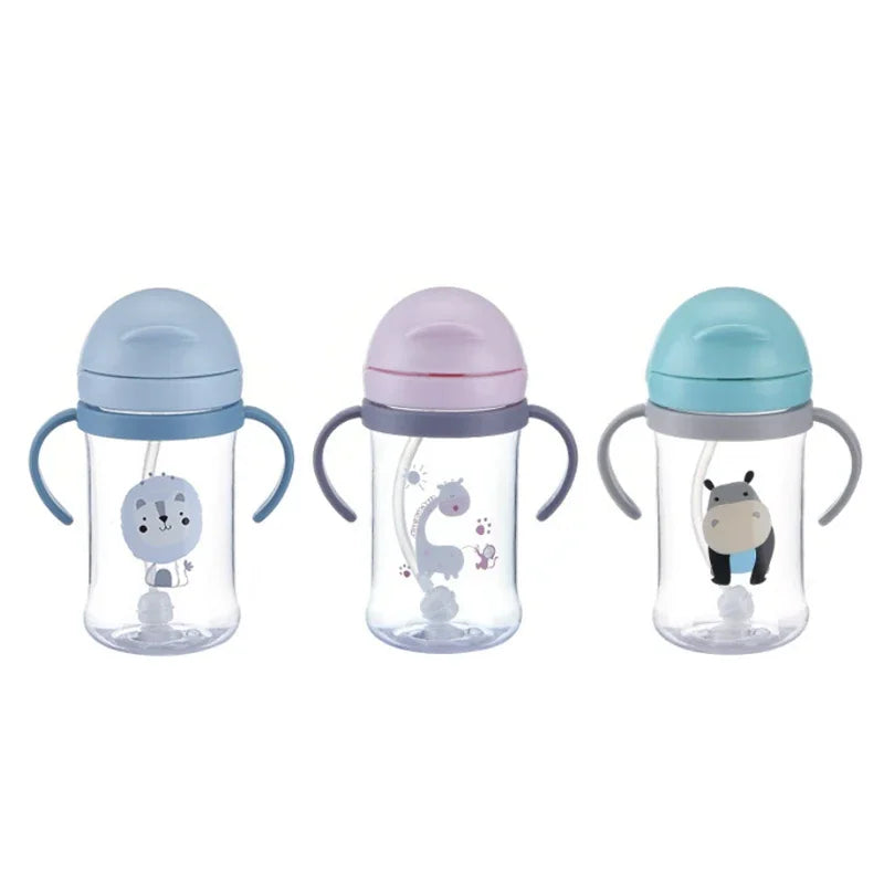 Premium 250ml Kids Water Cup – Anti-Choke, Spill-Proof, with Suction Ball & Straw, Cute Cartoon Design, Ideal for Toddlers 