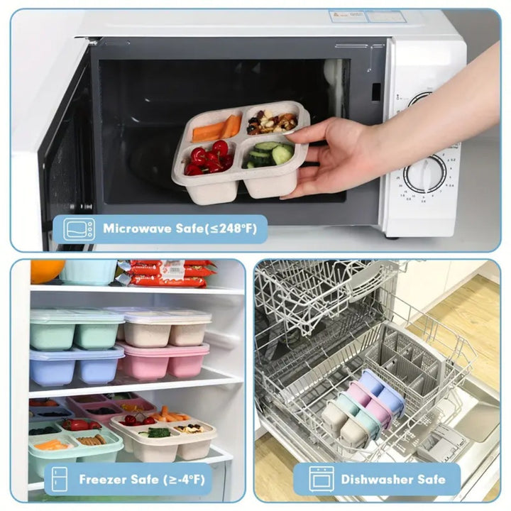 Premium Reusable 4-Grid Snack Containers – Portable Meal Prep Lunch Box, Leak-Proof, Large Capacity, Multi-Compartment 