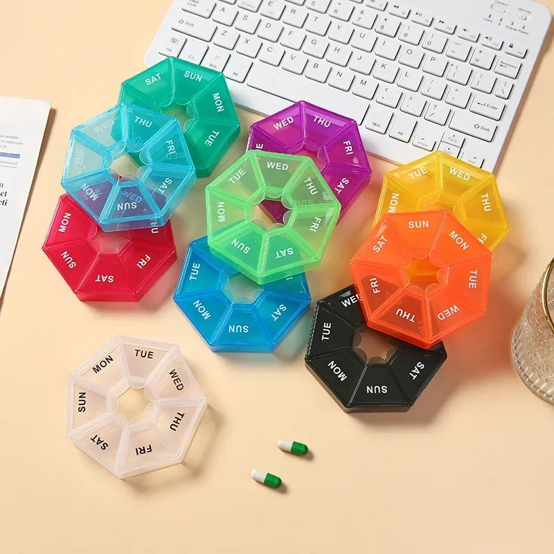 Premium Mini Portable Pill Organizer – Weekly Travel Tablet Holder, Compact 7-Day Storage Box for Pills, Vitamins, and  