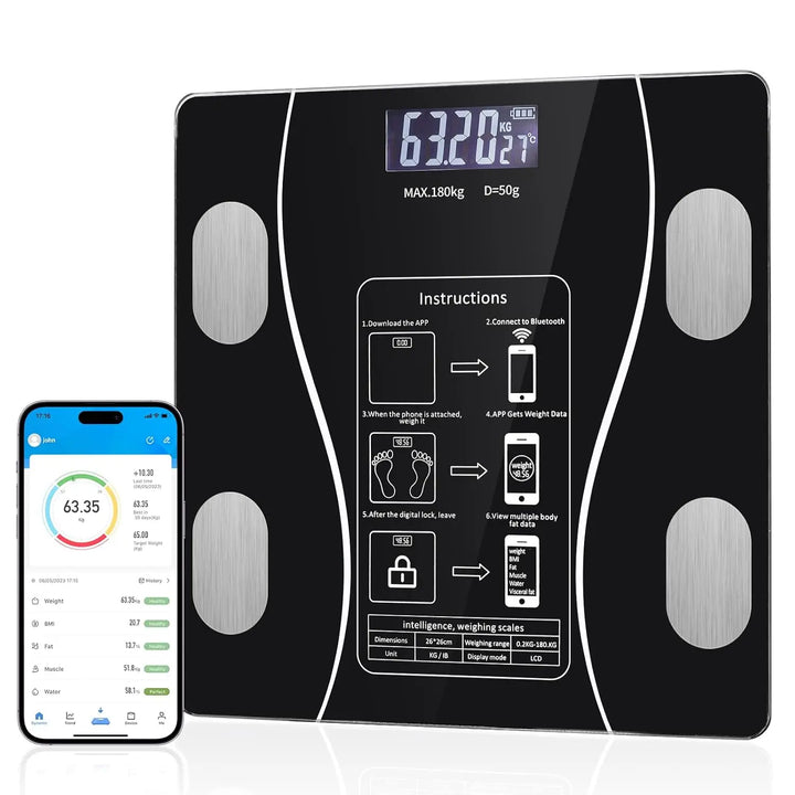 Premium LED Body Composition Scale – Accurate Digital Bathroom Scale with Body Fat Analysis, Bluetooth Connectivity, Health 