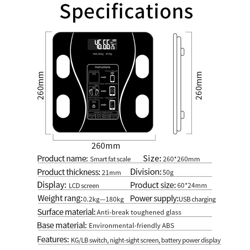 Premium LED Body Composition Scale – Accurate Digital Bathroom Scale with Body Fat Analysis, Bluetooth Connectivity, Health 