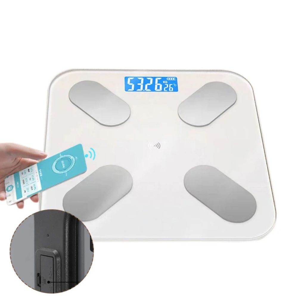 Premium Smart Digital Body Weight Scale – Wireless Fat Analyzer with Smartphone App, Tempered Glass Design, Available in, 