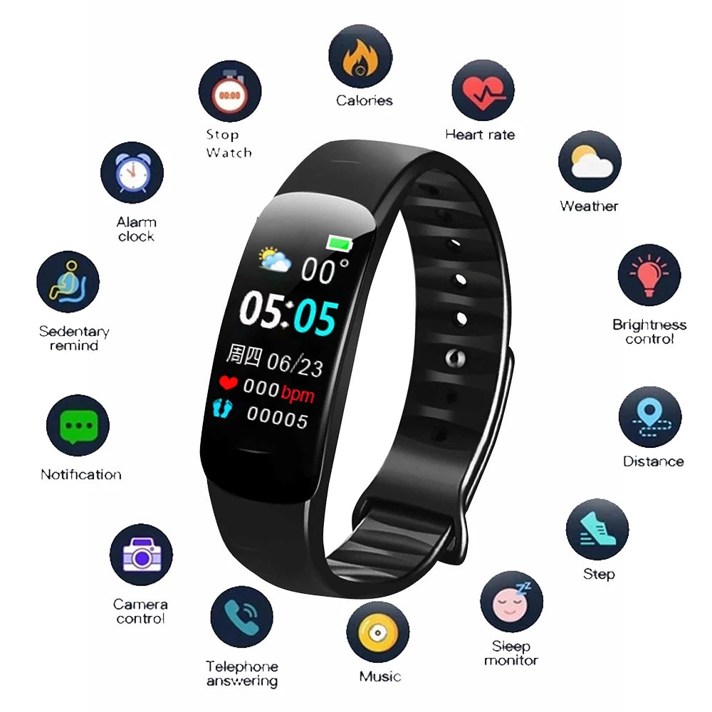 Premium Smart Fitness Watch – Heart Rate, Blood Pressure, Step Counting, Sleep Monitoring, Sports Tracker, Bluetooth, Multi-